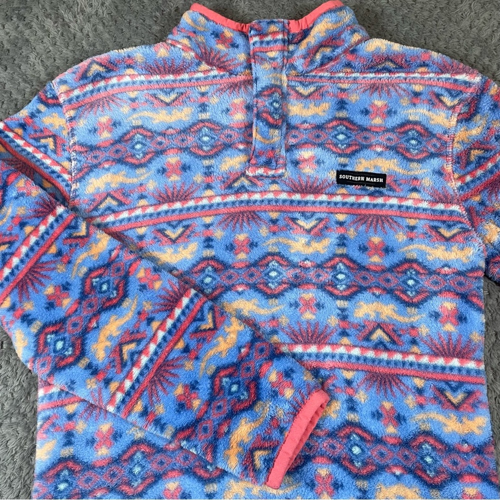 Southern Marsh Dorado Fleece Pullover Women's Size‎ XS Aztec Print 1/4 Zip Retro
